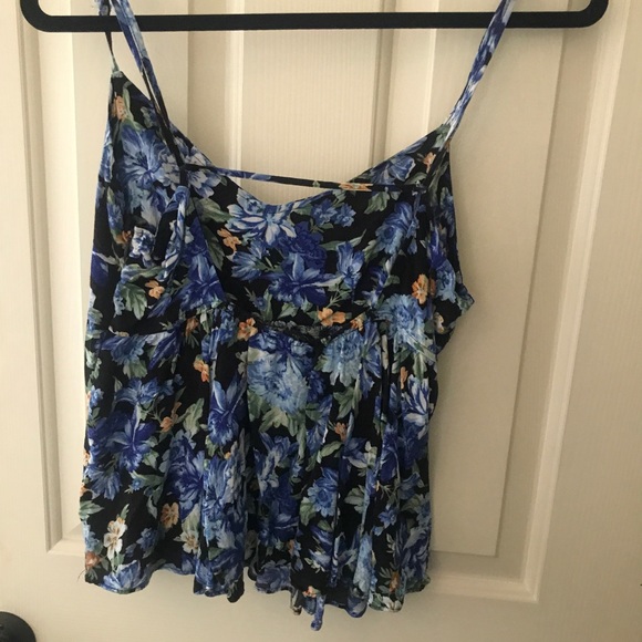 Forever 21 Floral Blue and Black Tank Top - Picture 2 of 2